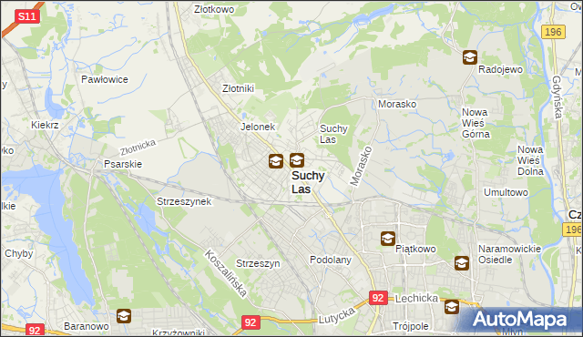 mapa Suchy Las powiat poznański, Suchy Las powiat poznański na mapie Targeo