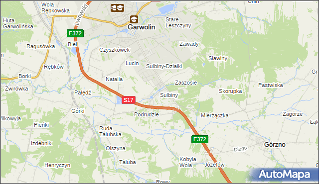 mapa Sulbiny, Sulbiny na mapie Targeo