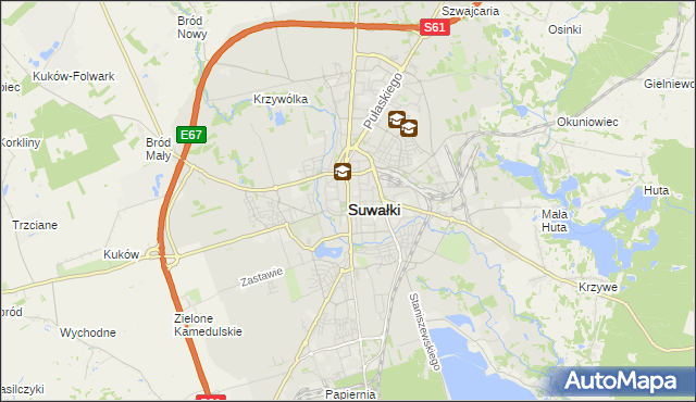 mapa Suwałk, Suwałki na mapie Targeo