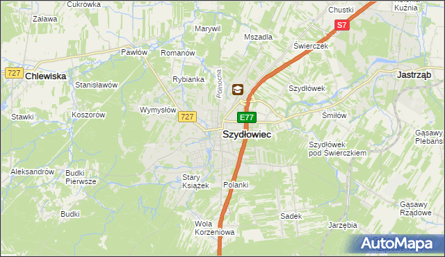 mapa Szydłowiec, Szydłowiec na mapie Targeo