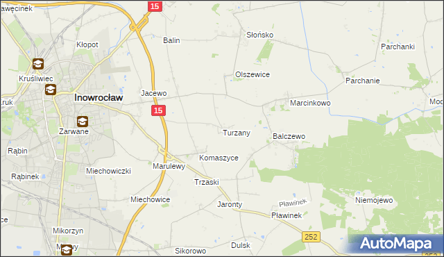 mapa Turzany gmina Inowrocław, Turzany gmina Inowrocław na mapie Targeo
