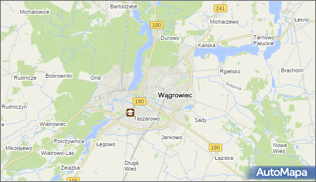 mapa Wągrowiec, Wągrowiec na mapie Targeo