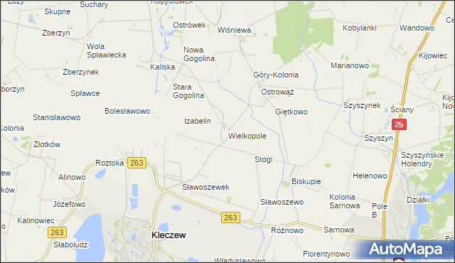 mapa Wielkopole gmina Kleczew, Wielkopole gmina Kleczew na mapie Targeo