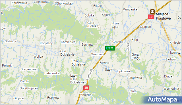 mapa Wietrzno gmina Dukla, Wietrzno gmina Dukla na mapie Targeo