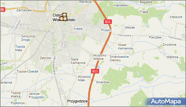 mapa Wysocko Wielkie, Wysocko Wielkie na mapie Targeo