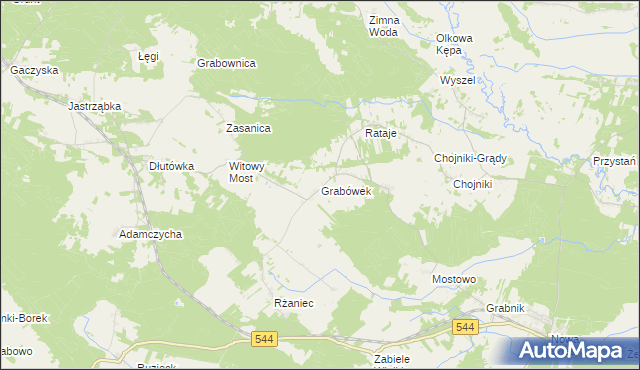 mapa Grabówek gmina Olszewo-Borki, Grabówek gmina Olszewo-Borki na mapie Targeo