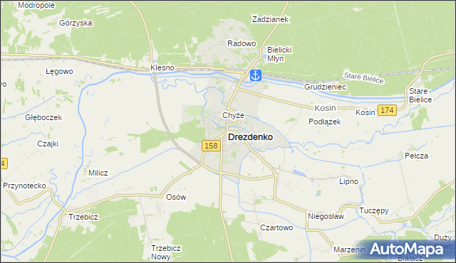 mapa Drezdenko, Drezdenko na mapie Targeo