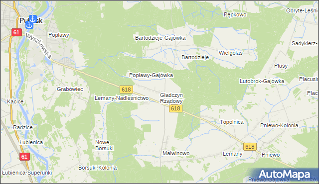 mapa Gładczyn Rządowy, Gładczyn Rządowy na mapie Targeo