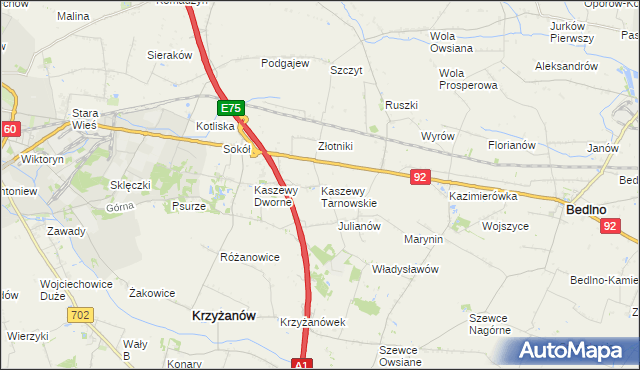 mapa Kaszewy Tarnowskie, Kaszewy Tarnowskie na mapie Targeo