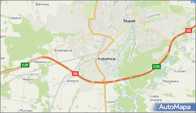 mapa Kobylnica powiat słupski, Kobylnica powiat słupski na mapie Targeo