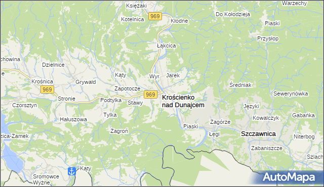 mapa Krościenko nad Dunajcem, Krościenko nad Dunajcem na mapie Targeo