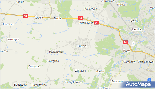 mapa Lutynia gmina Miękinia, Lutynia gmina Miękinia na mapie Targeo