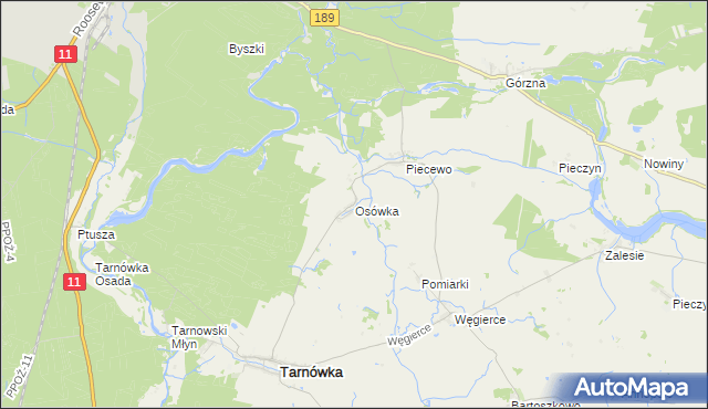 mapa Osówka gmina Tarnówka, Osówka gmina Tarnówka na mapie Targeo