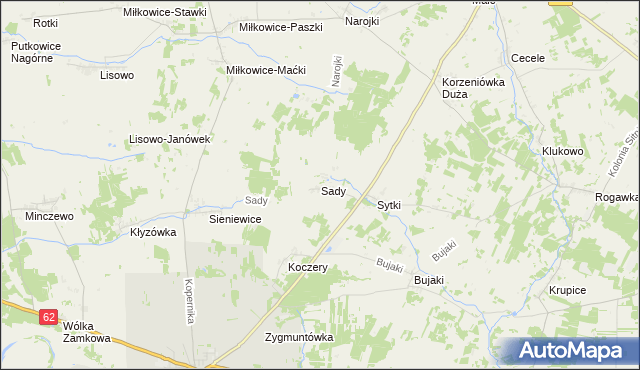 mapa Sady gmina Drohiczyn, Sady gmina Drohiczyn na mapie Targeo