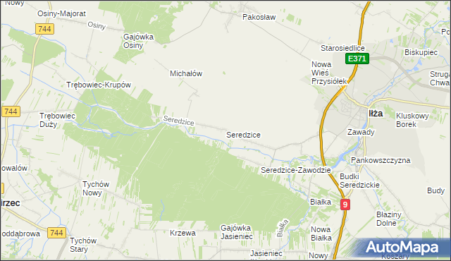 mapa Seredzice, Seredzice na mapie Targeo