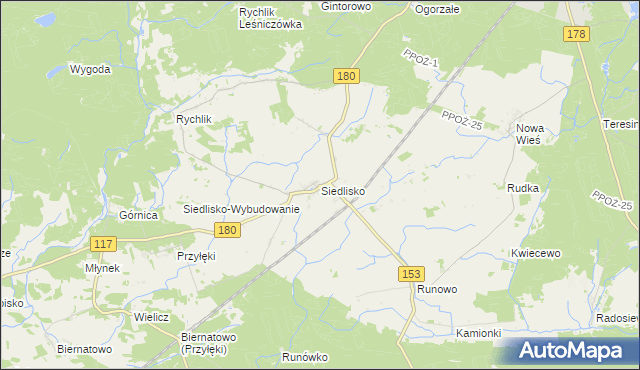 mapa Siedlisko gmina Trzcianka, Siedlisko gmina Trzcianka na mapie Targeo