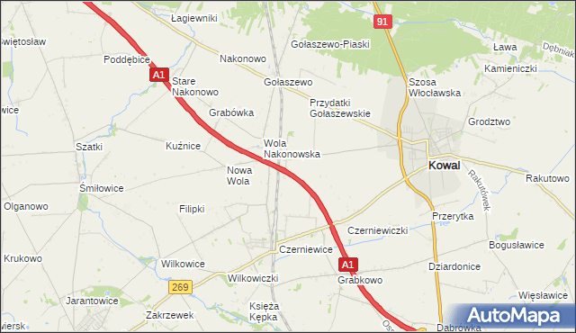 mapa Świerkowo gmina Choceń, Świerkowo gmina Choceń na mapie Targeo