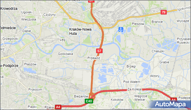 mapa Ulica gmina Kraków, Ulica gmina Kraków na mapie Targeo