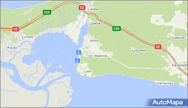mapa Wapnica gmina Międzyzdroje, Wapnica gmina Międzyzdroje na mapie Targeo