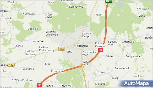 mapa Złoczew, Złoczew na mapie Targeo