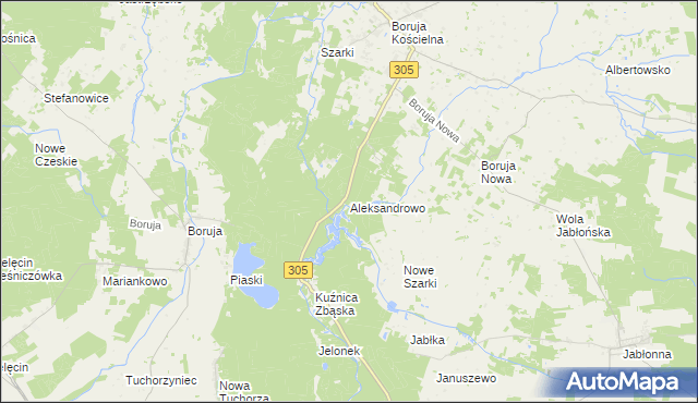 mapa Aleksandrowo gmina Rakoniewice, Aleksandrowo gmina Rakoniewice na mapie Targeo