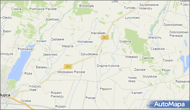 mapa Drążna, Drążna na mapie Targeo