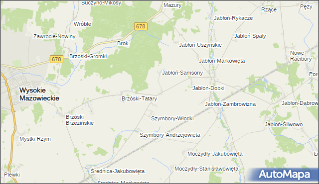 mapa Jabłoń-Kikolskie, Jabłoń-Kikolskie na mapie Targeo