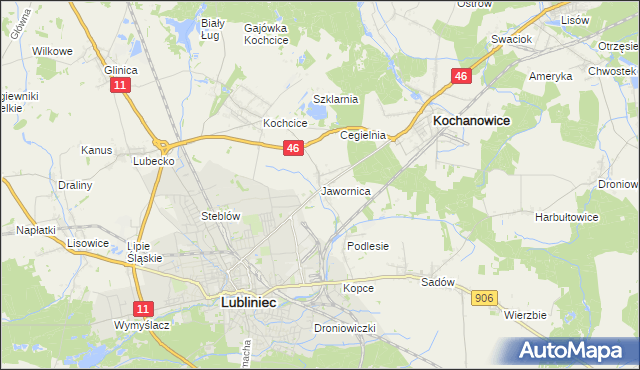 mapa Jawornica gmina Kochanowice, Jawornica gmina Kochanowice na mapie Targeo