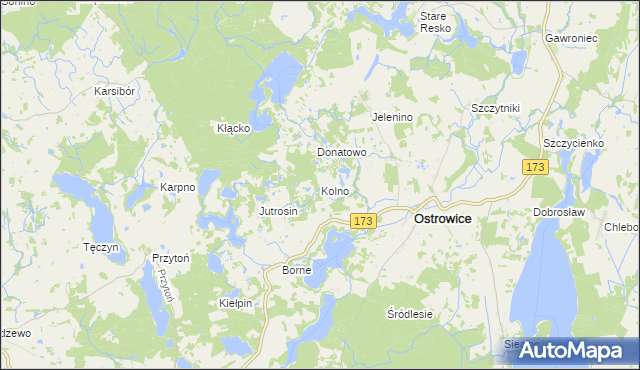 mapa Kolno gmina Ostrowice, Kolno gmina Ostrowice na mapie Targeo