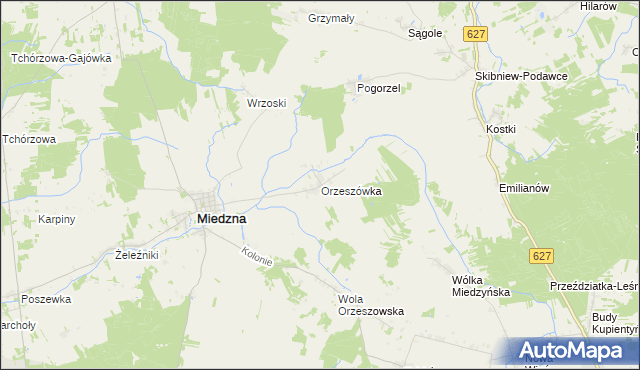 mapa Orzeszówka, Orzeszówka na mapie Targeo