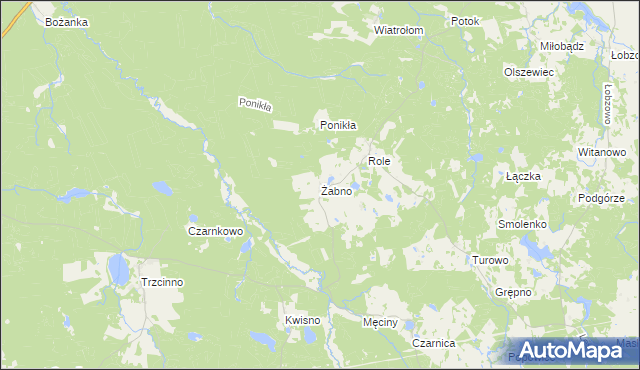 mapa Żabno gmina Miastko, Żabno gmina Miastko na mapie Targeo