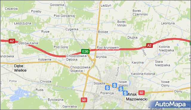 mapa Arynów, Arynów na mapie Targeo