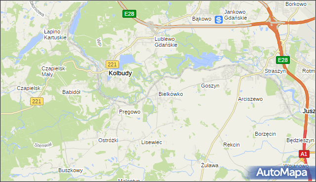 mapa Bielkówko, Bielkówko na mapie Targeo
