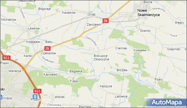 mapa Biskupice Ołoboczne, Biskupice Ołoboczne na mapie Targeo
