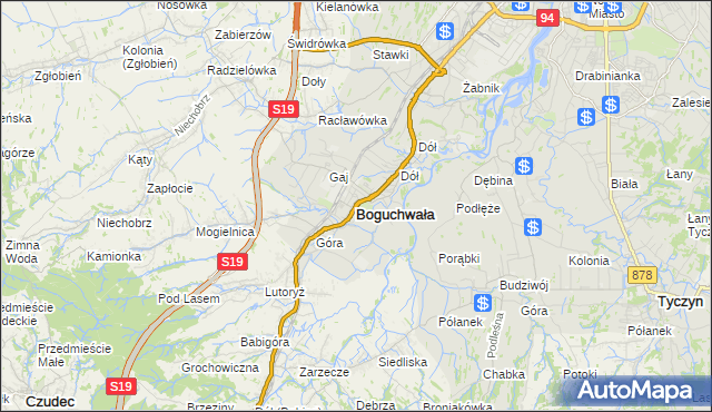 mapa Boguchwała powiat rzeszowski, Boguchwała powiat rzeszowski na mapie Targeo