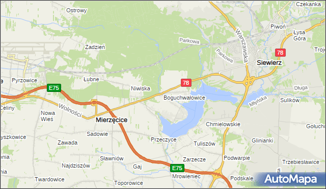 mapa Boguchwałowice, Boguchwałowice na mapie Targeo