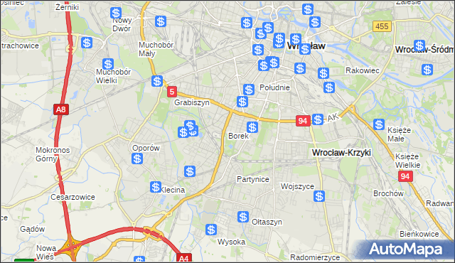 mapa Borek gmina Wrocław, Borek gmina Wrocław na mapie Targeo