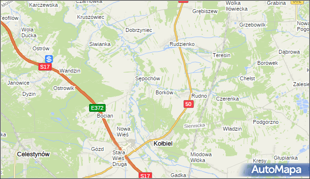 mapa Borków gmina Kołbiel, Borków gmina Kołbiel na mapie Targeo