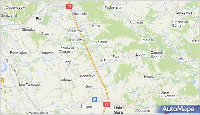 mapa Breń gmina Lisia Góra, Breń gmina Lisia Góra na mapie Targeo