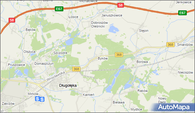mapa Byków, Byków na mapie Targeo