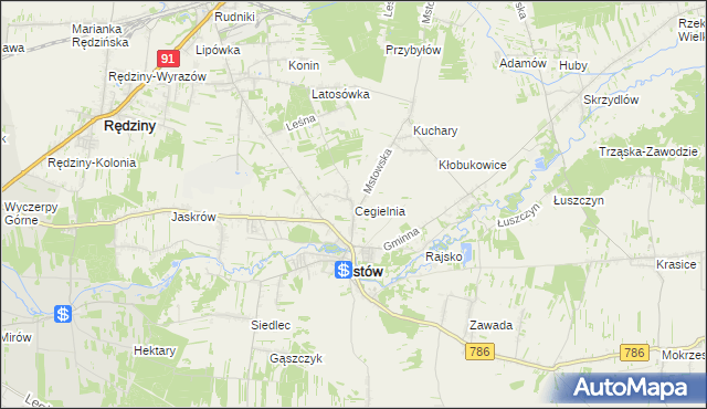 mapa Cegielnia gmina Mstów, Cegielnia gmina Mstów na mapie Targeo