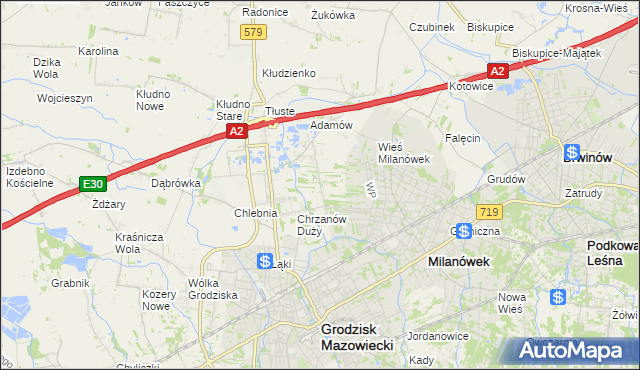 mapa Chrzanów Mały, Chrzanów Mały na mapie Targeo