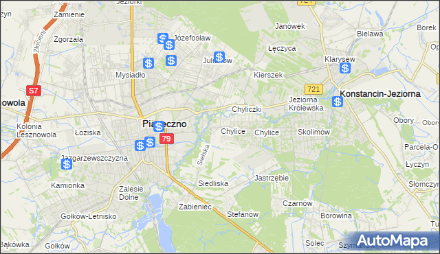 mapa Chylice gmina Piaseczno, Chylice gmina Piaseczno na mapie Targeo