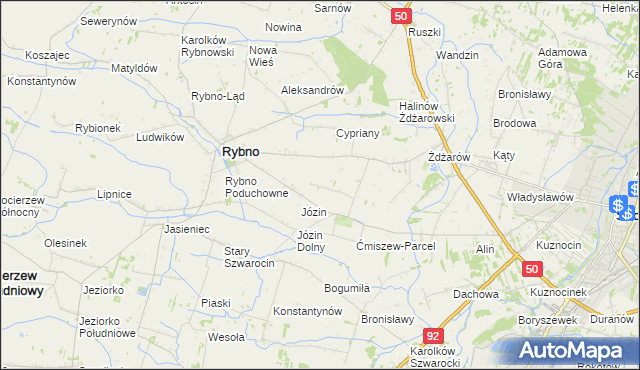 mapa Ćmiszew Rybnowski, Ćmiszew Rybnowski na mapie Targeo