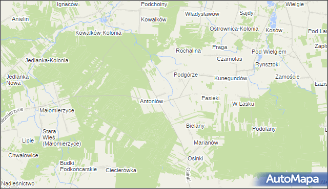 mapa Czerwona gmina Ciepielów, Czerwona gmina Ciepielów na mapie Targeo