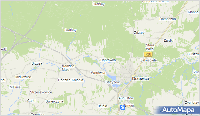 mapa Dąbrówka gmina Drzewica, Dąbrówka gmina Drzewica na mapie Targeo