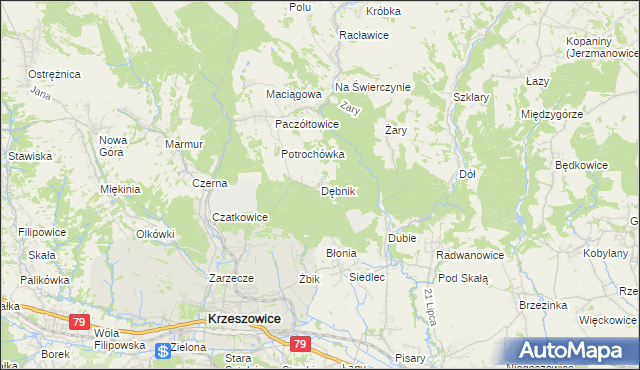 mapa Dębnik gmina Krzeszowice, Dębnik gmina Krzeszowice na mapie Targeo