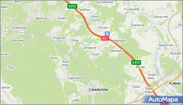 mapa Dyzin, Dyzin na mapie Targeo