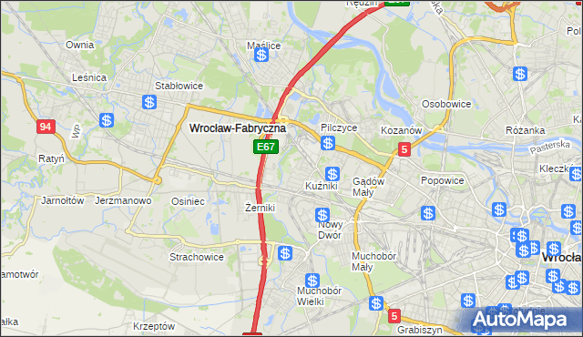 mapa Fabryczna, Fabryczna na mapie Targeo