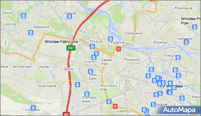 mapa Gądów Mały, Gądów Mały na mapie Targeo